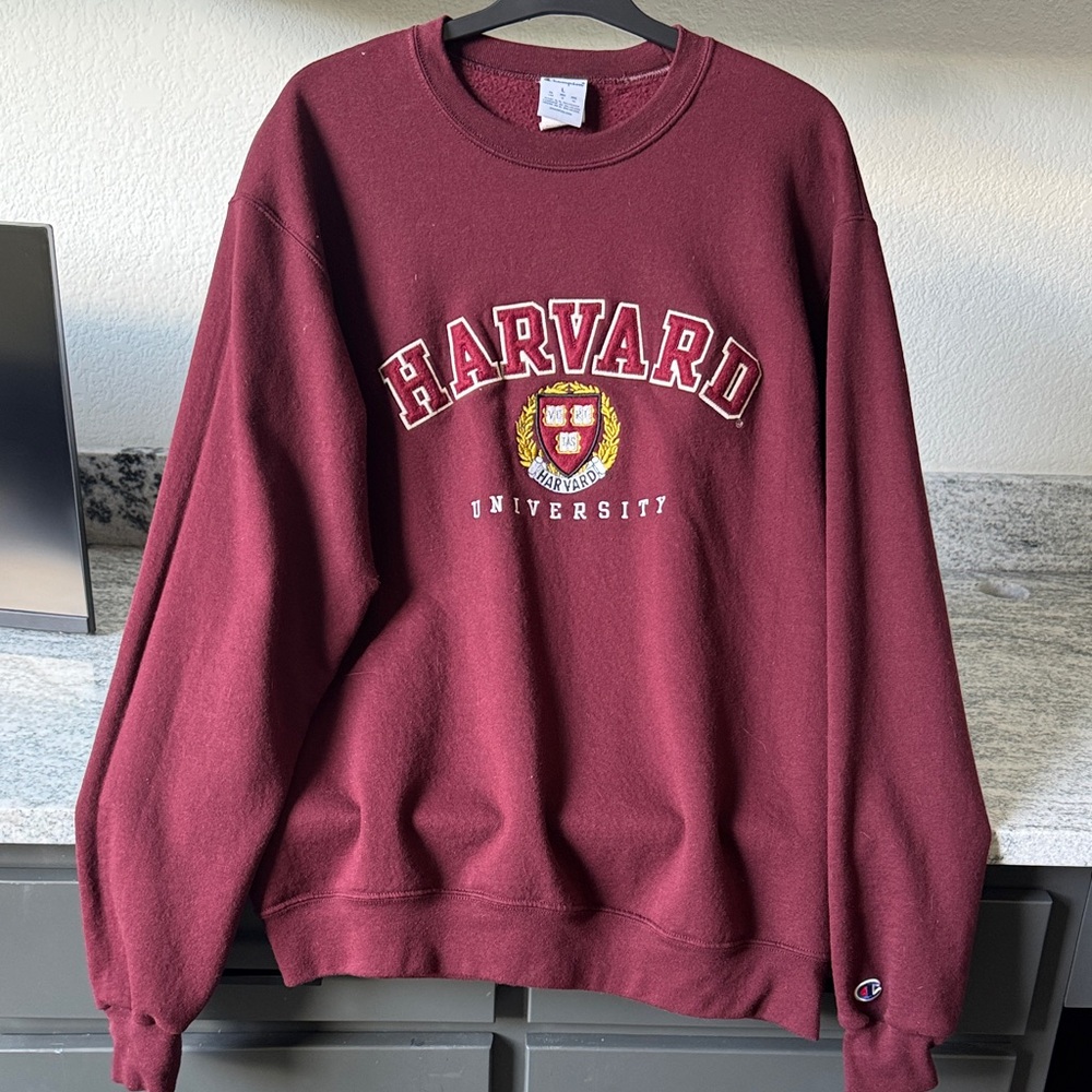 Champion Men's Burgundy Harvard Crewneck Sweater